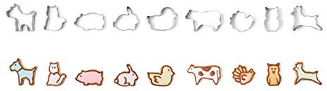 Fox Run Mini Animal Cookie cutters, 0.75 x 1.5 x 1 inches, Metallic