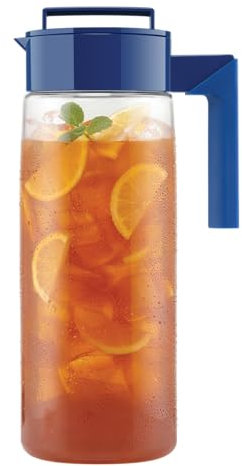 Takeya Airtight Pitcher - Durable BPA-Free Eastman Tritan Odor/Stain-Resistant Leakproof Lid for Iced Tea/Water Easy-Grip Silicone Handle Spill-Free Spout Fridge-Friendly Made in USA 2 Quart/Blueberry