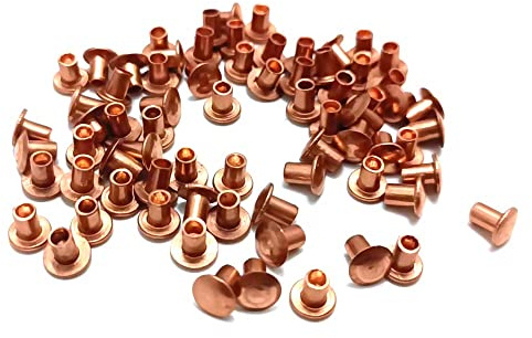 Metal Elements Copper 4mm Long Hollow Rivets 3mm Diameter (100)