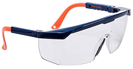 Portwest PS33 Safety Plus Spectacles Integrated Side Protections Anti-Fog | Clear, One Size, CE Certified, EN 166, EN 170, Secure and Comfortable Fit