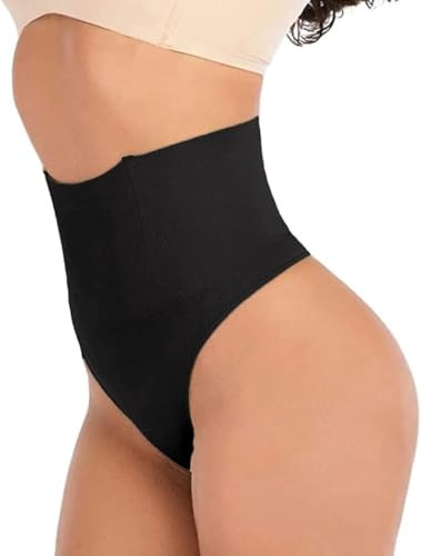 ShaperQueen102B Tummy Control Shapewear Thong for Women – Black High Waist Tummy Control Thong, Waist Cincher for Women (XS, Black)