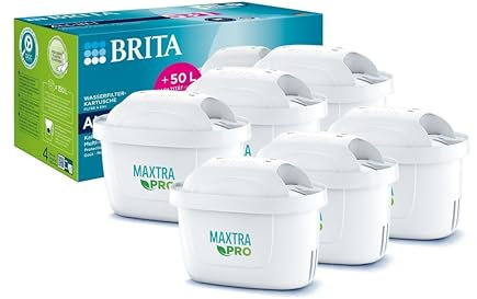 BRITA Filtro acqua rubinetto MAXTRA PRO All-in-1 confezione da 6 filtri - Riduce cloro, calcare, PFAS e metalli, filtro originale compatibile con caraffa acqua filtrante