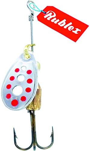 Rublex - Pack de 5 Cucharillas de Pesca C-Turbo-1 APR | Cebo Artificial de Pesca con Sistema de Clip y Acción de Giro Mejorado, Color Plata Puntos Rojos, 2gr