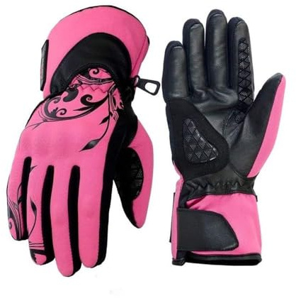 Speed MaxX Ladies Waterproof Hard Knuckle Pink & Black Women’s Softshell & Leather Motorbike/Motorcycle/Motocross Thermal Gloves (S)