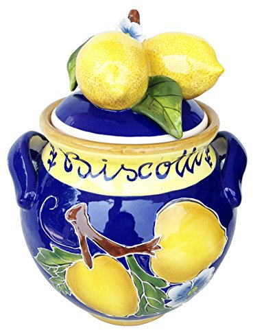 Blue Sky Ceramic Limone Biscottiera, Ceramica, Multicolore