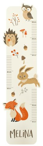 Striefchen® Messlatte für Kinder mit Namen als Wandtattoo mit niedlichen Waldtieren