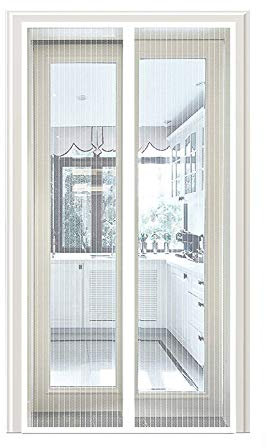 Flei Fliegengitter Magnetvorhang für Türen, Magnetischer Fliegenvorhang Moskitonetz, Auto geschlossen, faltbar Luft kann frei strömen, for Türen/Patio - Weiß 140x220cm