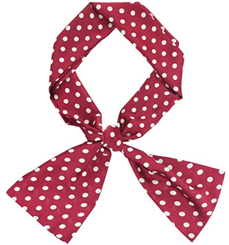 sourcing map Damen Lang Skinny Schal Hals Schals Wickel Polka Dots Halstuch Knopftuch Rot 145 x 15cm