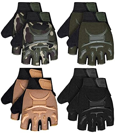 SATINIOR 4 Pairs Kids Half Finger Cycling Sport Gloves(4-6 Years, Cool)