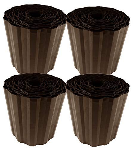 Garden-Profi Rasenkante 15cm hoch, 4 Rollen x 9m, Beetbegrenzung, Raseneinfassung, Mähkante, Rasenrand, PET, Dunkelbraun, wetterfest, Made in Germany