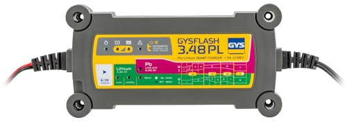GYS, GYSFLASH 3.48 PL, Chargeur de Batterie Intelligent Plomb (VRLA) & Lithium (LiFePO4, Li-ION), 3A, Véhicules 48V (Trotinette & Vélo électrique), Maintien de Charge Sécurisé, Désulfatation, IP65
