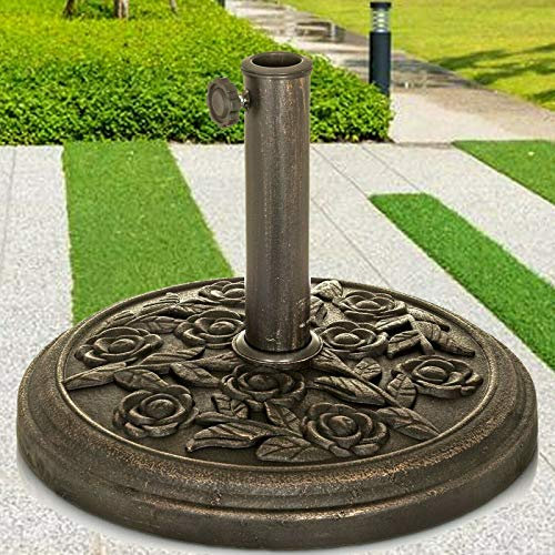 ZENO Parasol Base 9KG Bronze | Cast Iron Effect Garden Parasol Base | Garden Umbrella Base For Outdoor Furniture Umbrella, Canopy, Gazebo, Awning | Easy to Assemble | Heavy Duty | Weather Resistant