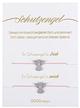 Bracciale dell'amicizia per il migliore amico I Regali BFF per signore e ragazze I Bracciali in tessuto per 2 con ciondolo a cuore placcato in oro 18 carati (Angelo custode)
