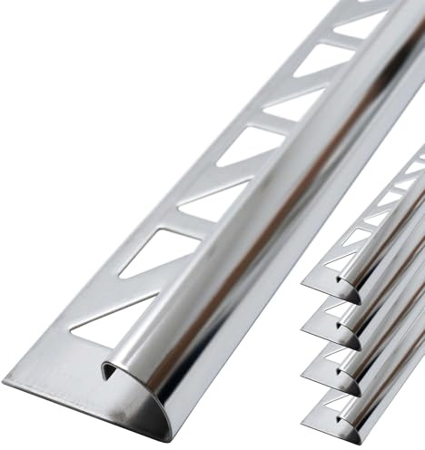 Dalsys 5x Fliesenschiene Viertelkreis 250cm x 10mm Edelstahl poliert | Kantenschutzschiene für Fliesenkanten, Übergang zu Naturstein oder Feinsteinzeug, Fugenabschluss, rostfrei