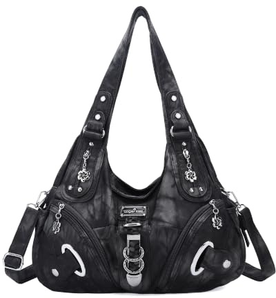 Angel Kiss Damen Schultertasche Hobo Tasche Umhängetaschen Schlusstaschen Henkeltaschen weiches PU Leder mit Reißver Handtasche Viele Fächer tolle tasche für Frauen