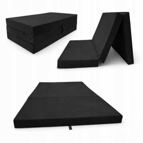 Odolplusz Faltmatratze Klappmatratze Matratze faltbar klappbar Gästematratze Reisematratze 65x180x7cm (Schwarz)