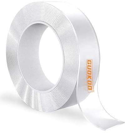 Guokoo Nano Double Sided Tape Heavy Duty - Transparent Reusable Nano Adhesive Tape, Washable Traceless Strong Gel Tape, Wall Sticky Strips for Carpet Fixing, Photos Posters. (2CM * 2MM * 5Metre)