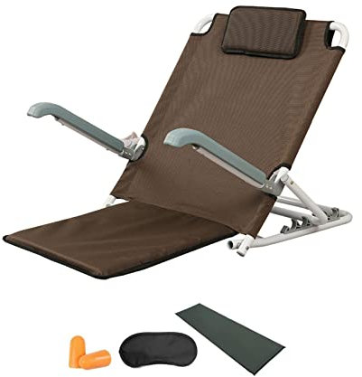 Rückenstütze Bett Verstellbar, Komfort Bodenstuhl Mit Rückenlehne Faltbar Zum Lesen, Meditieren, TV-Schauen, Yoga Und Gaming. Rückenlehne Mit Armlehnen Für Ältere Patienten,Braun