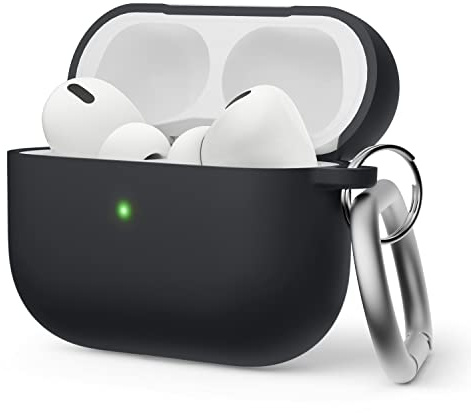 elago Liquid-Hybrid Hülle für AirPods Pro 2 | kabelloses Laden, Silikon, Rundumschutz (Schwarz)