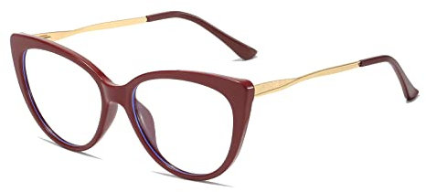 LJCZKA Montatura Occhiali da Vista Donna in Metallo, Occhiali Anti Luce Blu Occhi di Gatto Antiriflesso per Computer Gioco Lettura