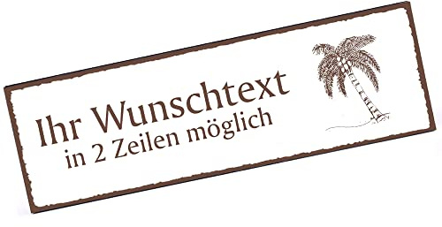Türschild Palme Namensschild personalisiert mit Gravur- 150mm x 50mm - selbstklebend