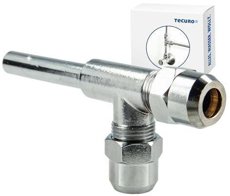 tecuro | T-Stück Abzweigverteiler | zur Unterverteilung bei der Sanitärinstallation | 3/8 Zoll AG x Ø 10 mm Rohrstutzen | Messing CW617N nach Trinkwasserverordnung | verchromt | 4699916A