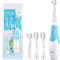Seago SG-513 Elektrische Schall-Zahnbürste für Kinder von 0 bis 3 Jahren LED Licht Smart Timer Schall Babyzahnbürste Wasserdicht IPX7 Kinderzahnbürste (Schallzahnbürste + 4x Aufsteckbürsten, Blau)