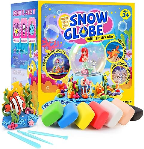 ANGELEMM Meerjungfrau Bastelset Geschenke für Mädchen - DIY Kinder Weihnachtsgeschenke für Mädchen 3 4 5 6 7 8 Jahre Geburtstag Meerjungfrau Schneekugel Kit Kreatives Geschenke