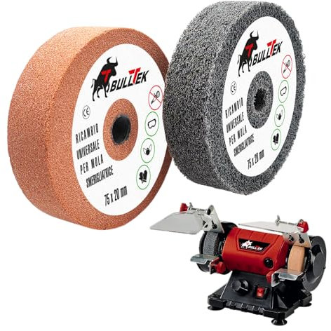 2 Pezzi Ruota di Ricambio per Smerigliatrice da Banco 7,5 cm - Mola Abrasiva in Carburo di Silicio Grana 120 + Mola di Lucidatura in Fibra di Nylon per Metallo Ceramica Legno