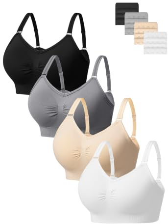 HBselect 4Pcs Sujetador sin Aros para Mujer Cómodo Bralette Mujer sin Costuras, Bralette Confeccionado en Microfibra Tipo Top, Sujetador Elastizado sin Costuras