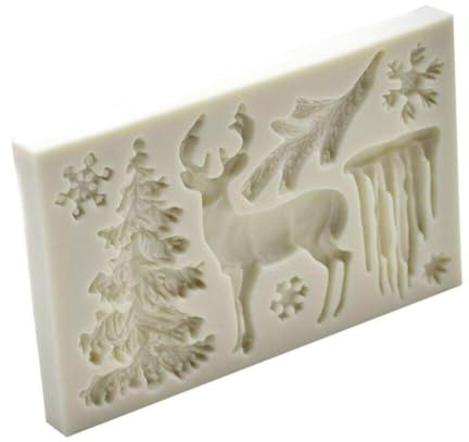 Fituenly Weihnachts -silikonformen, Weihnachts -schokoladen -fondantformen Elchhirsch Schneeflocken -eiszapfen Weihnachtsbaumform Backwerkzeuge Für Kuchendekoration, Süßigkeiten, Polymerton