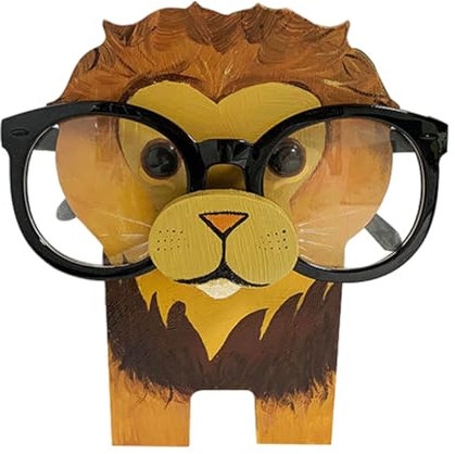 Fulenyi Tierischer Brillenständer, süßer Brillenhalter,Handgefertigter Brillenständer aus - Brillenhalter, Tier-Löwe-Kuh-Brillenständer, Heimdekoration, Geschenk für Schreibtisch, Nachttisch