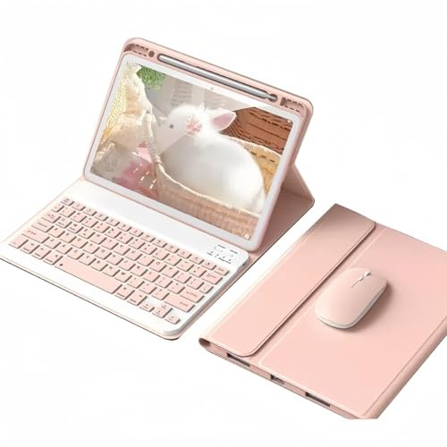 Kaidisen Funda con teclado para iPad de 10.2 pulgadas de 7ª/8ª/9ª generación y iPad Air de 3ª generación de 10.5 pulgadas, bonito color desmontable, rosa