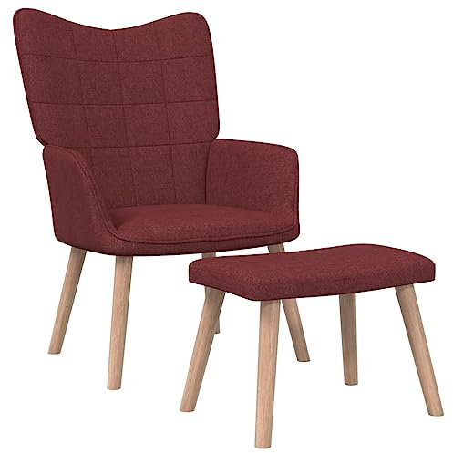 LIANGDONFC lesestuhl、kinosesselRelaxsessel mit Hocker Weinrot StoffArbeitszimmer, Wohnzimmer,