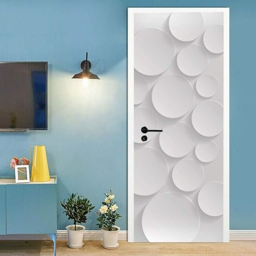 3D Weiße Dreidimensionale Runde 80 X 200 Cm Kreative Türaufkleber Selbstklebend Innentüren Türfolie Art Decals Pvc Fototapete Wasserdichte Türtapete Poster Wohnzimmer Kinderzimmer Dekor - Türf 0