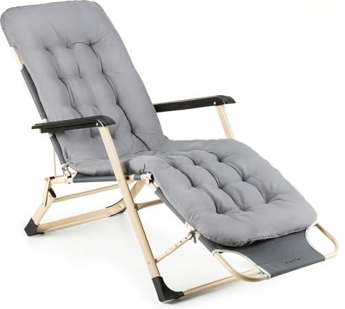 Outtec Sonnenliege Klappbar Gartenliege Wetterfest Relaxliege mit Verstellbarem Kopfteil, Ergonomischer Liegestuhl für Balkon, Terrasse und Garten, Praktische Klappliegestühle für Außen