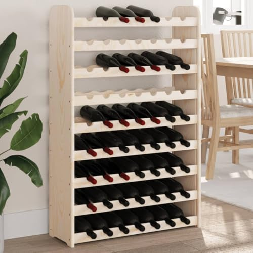 OHOOWOO Casier à vin 72,5x25x111,5 cm Bois de pin Massif,Présentoir à vin en Bois Massif avec Design ondulé et Grand Espace de Rangement pour Cave à vin, Cuisine ou Bar