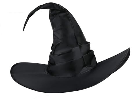 XDGBGFN Hexenhut Zauberhut Hexenhut Damen Cosplay Kostüm Kopfbedeckungen Halloween Deko Zubehör Zaubererhut für Halloween Karneval Festival Party (Schwarz)