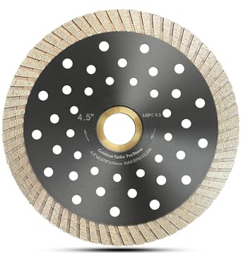 115mm Turbo Diamond Saw Blade Multi hole Steel body Type Continuous Rim Cutting Disc for Sidewalk Slab/Asphalt/Tile/Brick/Stone/Concrete and Masonry (115mm)