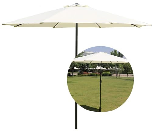 Großer runder Outdoor-Strandschirm mit Sonnen- und Regenschutz, 2,5 m Höhe x 2,7 m Breite, ohne Sockel