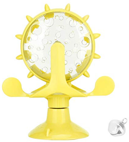 Otufan Jouets pour Chats Moulin à Vent, Distributeur interactif de friandises pour Chats, Jouet pour Chats d'intérieur, Rotation de Fuite de Nourriture pour Chat en ABS pour Moulin à (Yellow)