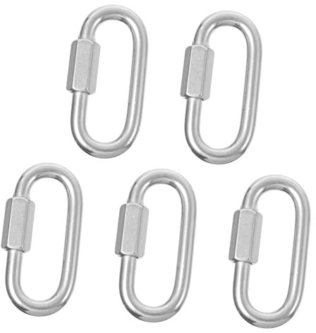 MUCKLILY 5pièces d Shape Carabiner Acier Inoxydable Liens De Réparation Robustes Et Pratiques Pour Chaînes Et Équipements Extérieurs