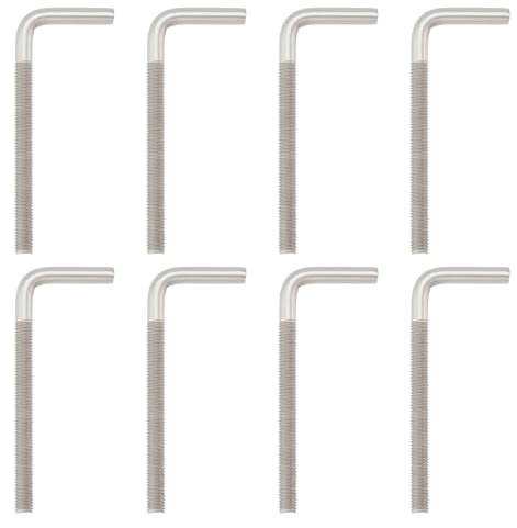 VGOL 8 Stück 100 mm L gerade Hakenschrauben 304 Edelstahl Haken Schraube M8 L Haken Bolzen für Werkstätten Schuppen Werkzeugschränke Silber