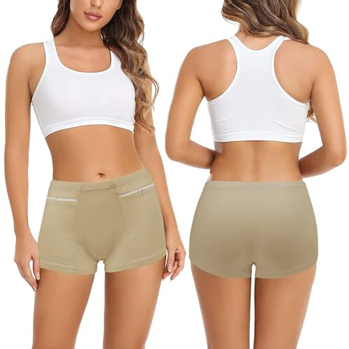 Alienjoy Biancheria intima antifurto delle donne con tasca segreta mutandine femminile per viaggio vacanza soldi carta passaporto sicurezza protezione, color carne, L(Tag 3XL)