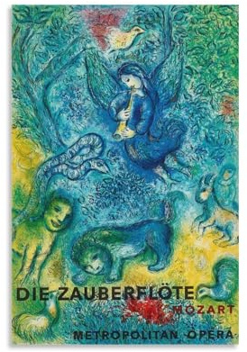 HAJIDEMA Impression sur toile Marc Chagall Flûte enchantée Décoration murale moderne pour chambre à coucher 20 x 30 cm