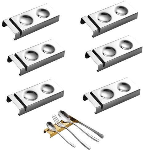 HSTWODE 4/6 Stück Edelstahl 304 MesserbäNkchen,StäBchen Kissen,StäBchenhalter,EssstäBchen Rests FüR Esstisch,FüR Verschiedene Essensszenen,Dekoration Auf Dem Esstisch Verwendet Werden (6, Silber(3))