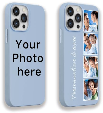 DCPPCY Personalisierte Handyhülle mit Foto Text für iPhone 14 Pro, Handyhülle Selbst Gestalten mit Mehreren Bild Text, TPU Stoßfest Hülle Personalisierte Foto Hüll für Familie (Mehrfarbig)