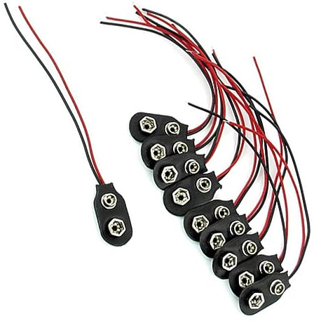 Connettore Batteria 9v con Cavi 10cm, 50 Pezzi, Nero