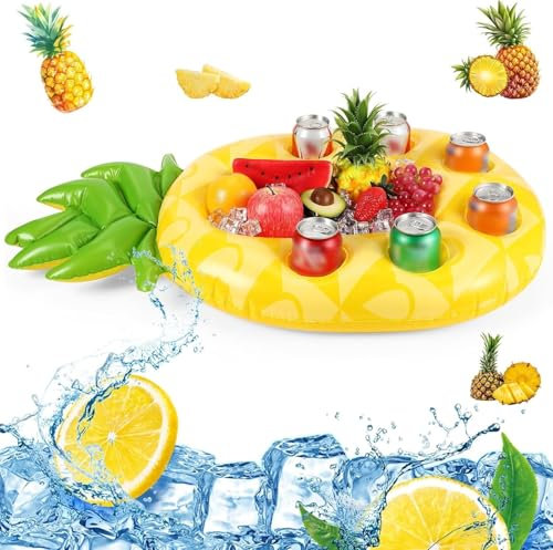 Inflatable Pool Accessories, Floating Drink Holder for Pool and Hot Tub, Classic Pineapple Design for Adults