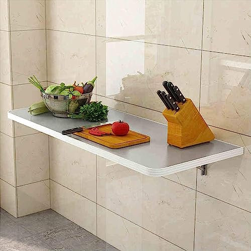Foldable Wall-Mounted Breakfast Bar Table | Stainless Steel Drop-Leaf Table for Space Saving in Kitchen, Study, Bedroom, Bathroom, or Balcony